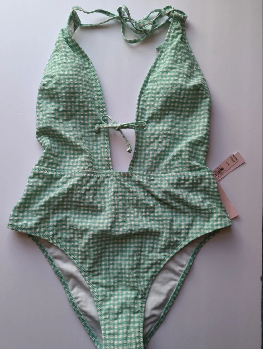 Victoria's Secret Green Gingham One Piece Swimsuit Cottagecore Size M NWT $65